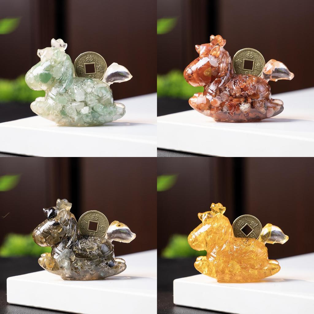 Resin Animal Decor With Natural Crystal Chips For Home Office Gift