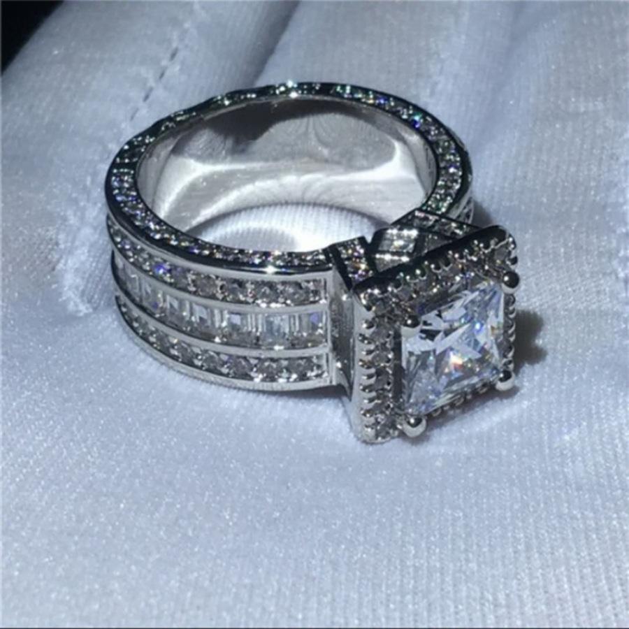 New Inlaid Square Imitation Zircon Ring, European and American Fashion Engagement Ring Jewelry