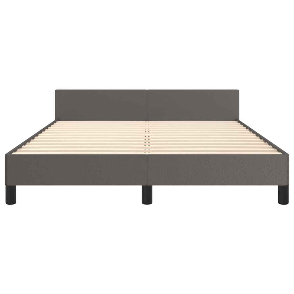 Bed Frame with Headboard Gray 140 x 190 cm Faux Leather