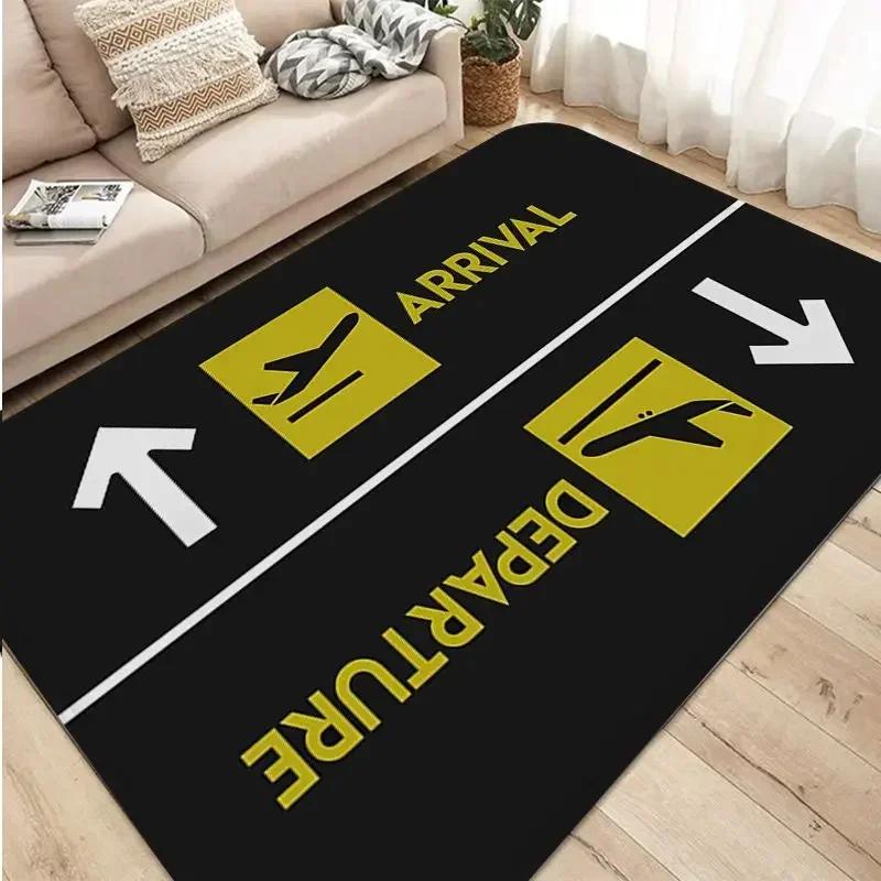 Airport Landing Strips Top Area Rugs View Aircraft and Airplane Arrival 3D Kids Play Carpet Living Room Playroom Nursery Decor
