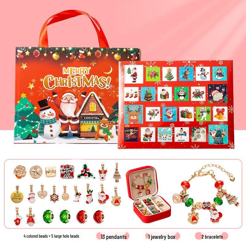 Christmas Jewelry Advent Calendar: 24 Compartments of Necklace, Bracelet & Stud Earrings Gift Box