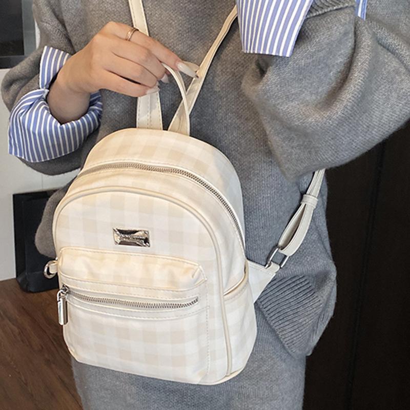 Fashion Casual Backpack Women's 2025 Summer New Personalized Design Plaid Small Backpack Simple Foreign Style Small Backpack