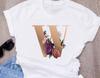 Custom Name Letter Combination Women S High Quality Printing T Shirt Flower Letter Font A B