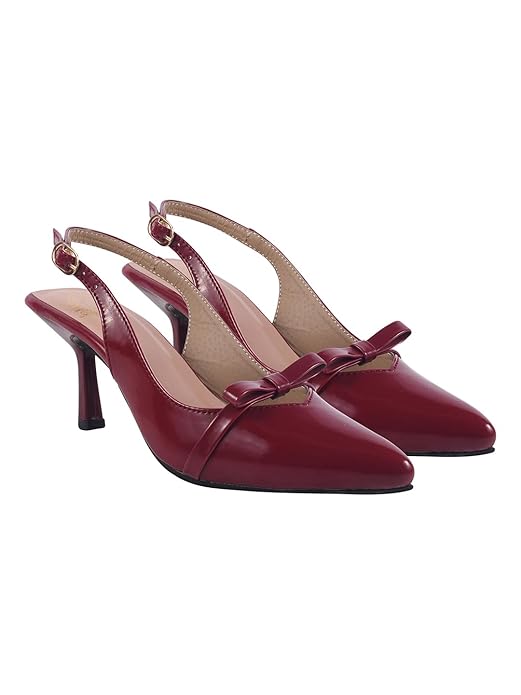 Shoetopia Women's Slingback Pumps  Pointed Toe Elegant Stylish Classic High Heels with Bow Knot and Adjustable Strap