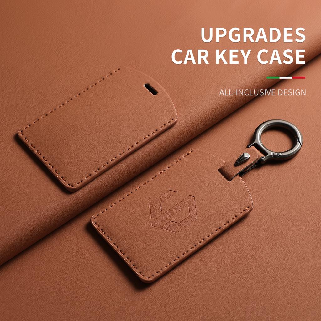 Original Car Color Leather Key Case Cover Fob For Leapmotor B01 C11 C16 C10 Car Keyless Remote Key Card Kit Protector Accessorie