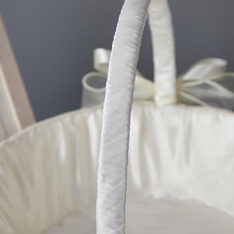 White Ruffle Flower Girl Basket with Lace and White Ribbon for Various Wedding Themes For Wedding Day