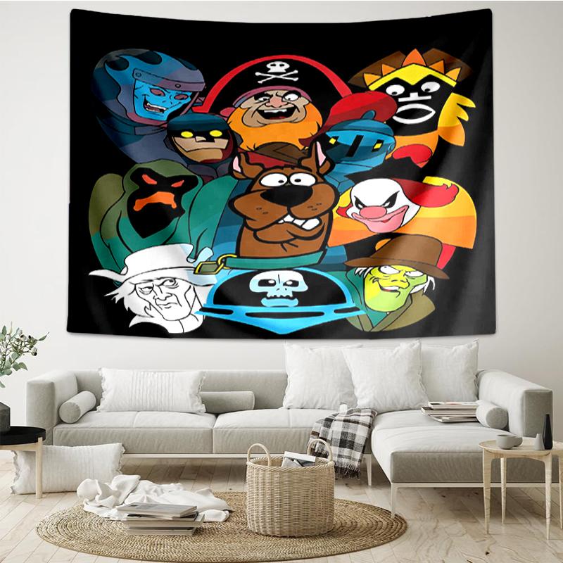 Scooby-Doo Print Tapestry, Backdrop, Easy Setup, Ideal for Bedroom, Office & Living Room, with Aesthetic Wall Hanging Decor.