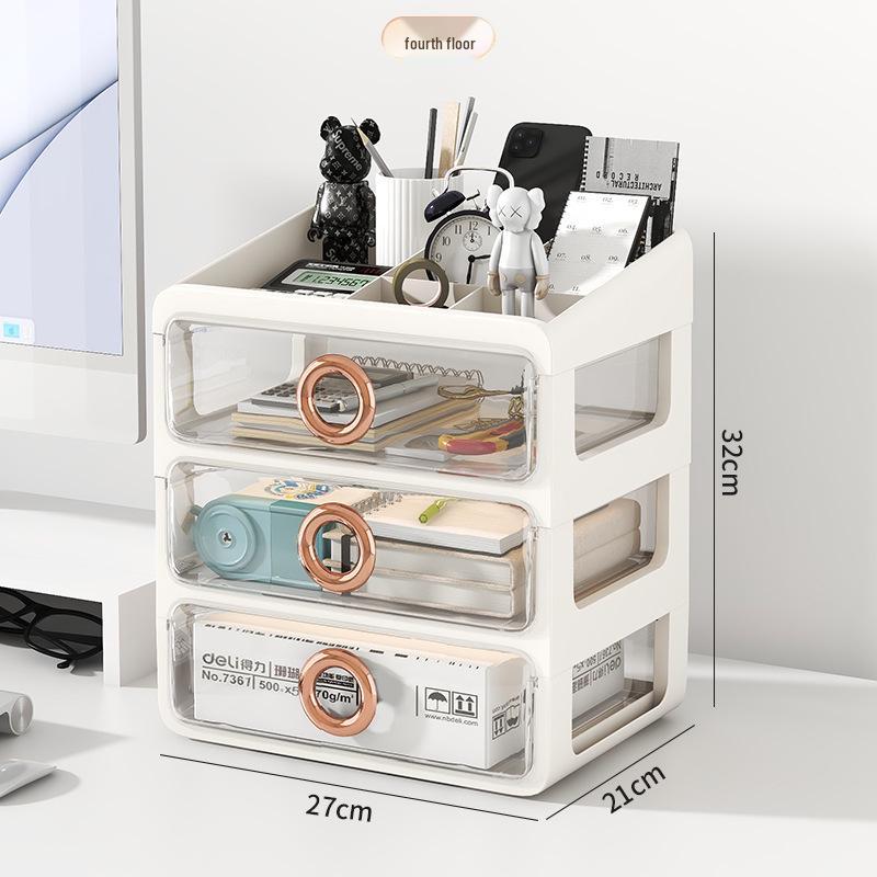 Elegant Vanity Table & Makeup Storage Box with Transparent Drawers