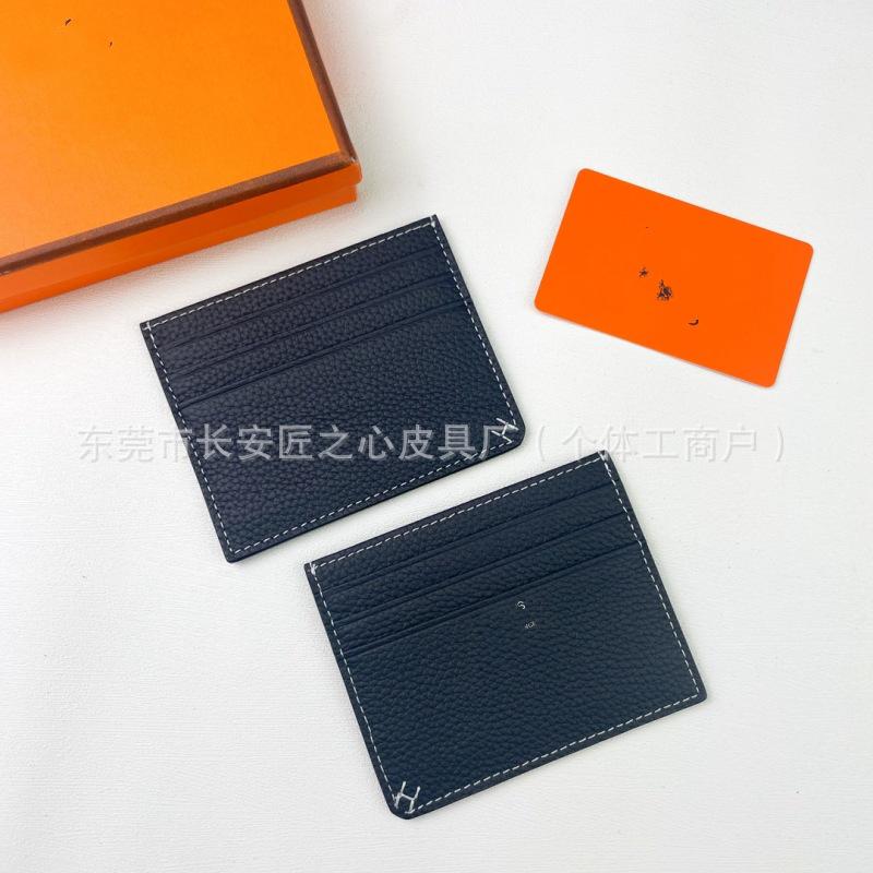 2025 Lychee Grain Leather Card Holder – Large Capacity with Multi-Card Slots and Coin Pocket.