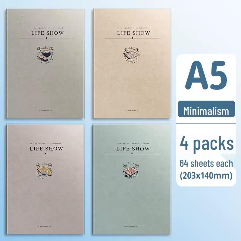 Soft Leather Student Notebook - A5/B5 Lined, Thick Cartoon Diary