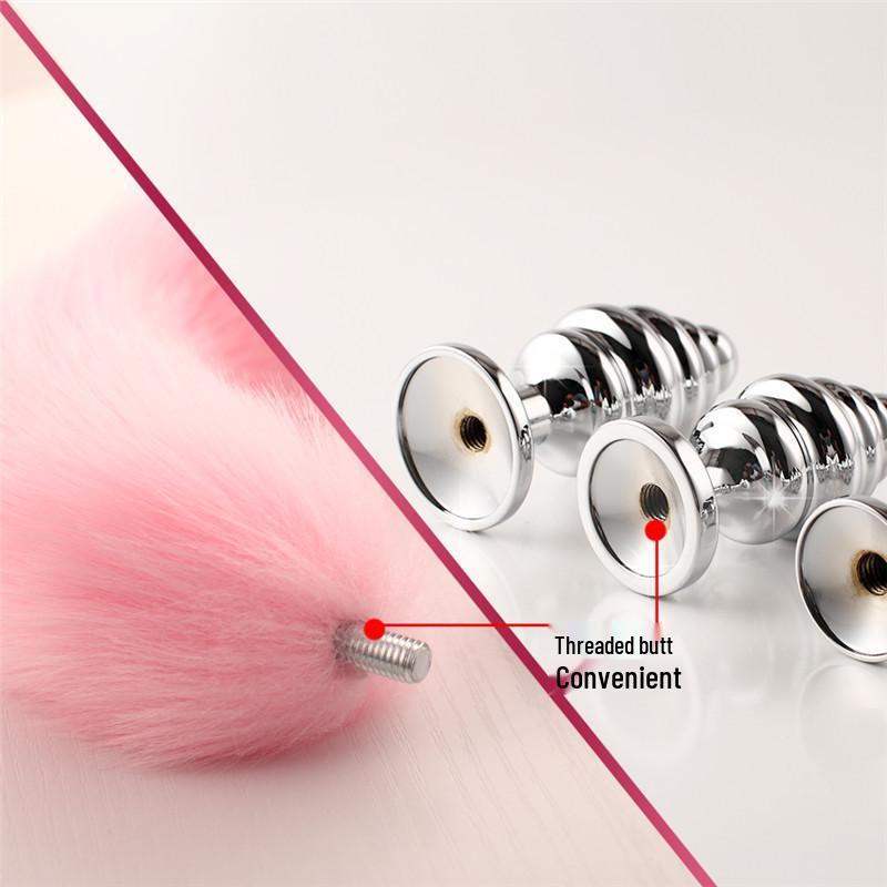 Detachable Faux Fur Tail Butt Plug with Screw-In Installation - Available In Large, Medium, Small Sizes