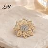 Hollow Flower Brooch Rhinestone Brooch Alloy Floral Decorative Lapel Pin Badge Pin Vintage Clothing Jewelry for Wedding Party Prom Women