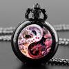Vintage Retro White Pink Yin Yang Double Dragon Quartz Unisex Men Women Pocket Watch Quartz Necklace Pendant Clock Chain Classic Dial Jewelry Gift