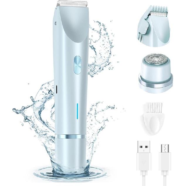 2025 New 2-in-1Women's Body Shaver, Head Bikini Trimmer Rechargeable Eletctric Shaver for Women, IPX7 Waterproof Wet and Dry Hair Trimmer for Facial