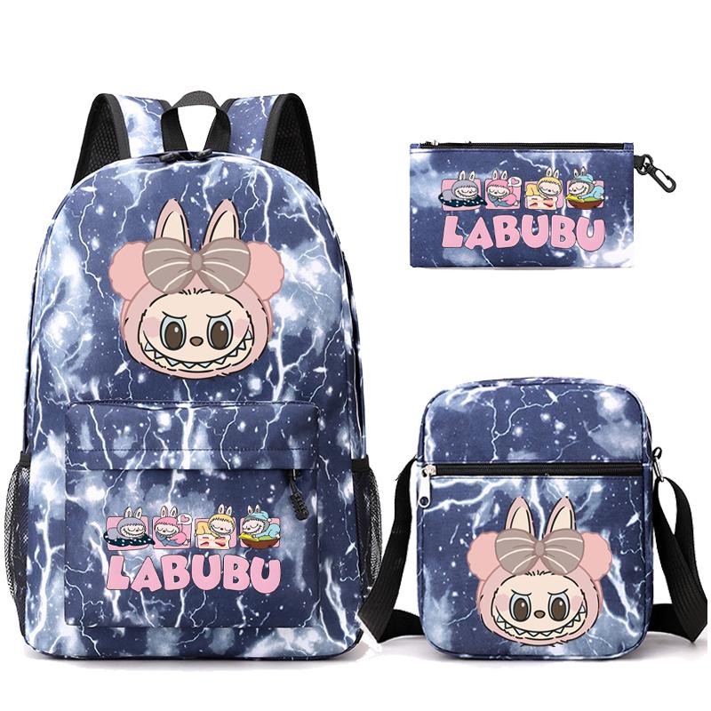 3Pcs/set Cartoon Printed Backpack Teenager Student Boy Girl Schoolbag Larger Capacity Bagpack Travel Bag Kid Gift Mochila