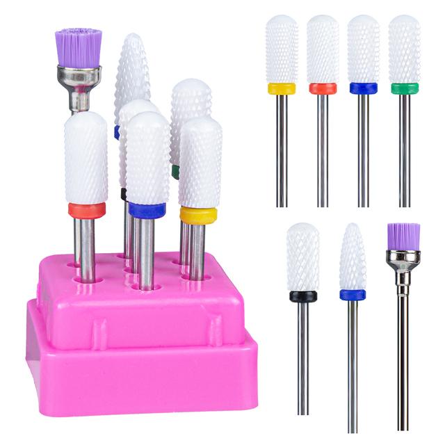 7pcs Ceramic Nail Drill Bits Set Milling Cutter for Manicure Machine Accessories Rotary Burrs Pedicure Cutter for Remove Gel Bit