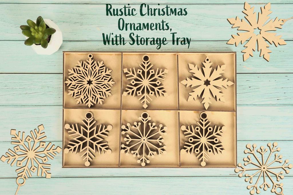 Inkdotpot 18pcs Christmas Ornaments, Unfinished Wooden Laser Cutouts Tree/Bell Shaped Embellishments Hanging Ornament