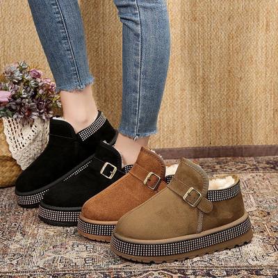 Snow Boots One Pedal Winter New Loose Large Size Thick-soled Piled Thickened Warm Non-slip Cotton Shoes Short Boots