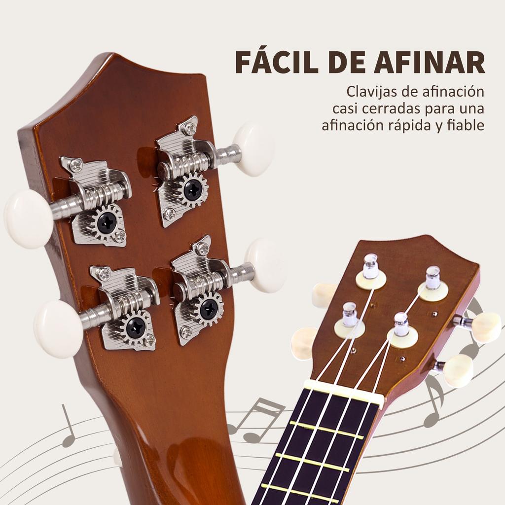 Soprano Ukulele, for Beginners, 4 Nylon Strings, 53 x 17.5 x 6.2 cm, Brown