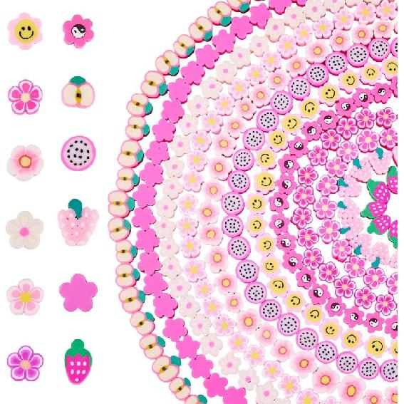 Pandahall 7 Strands 6mm Flat Polymer Clay Beads Speckled Vinyl Heishi Beads 7 Colors Pearlized Colorful Disc Clay Spacer Beads for Friendship