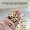 300Pcs Plum Blossom Shape Flower Wooden Embellishments Floral Wood Ornaments  For DIY Projects