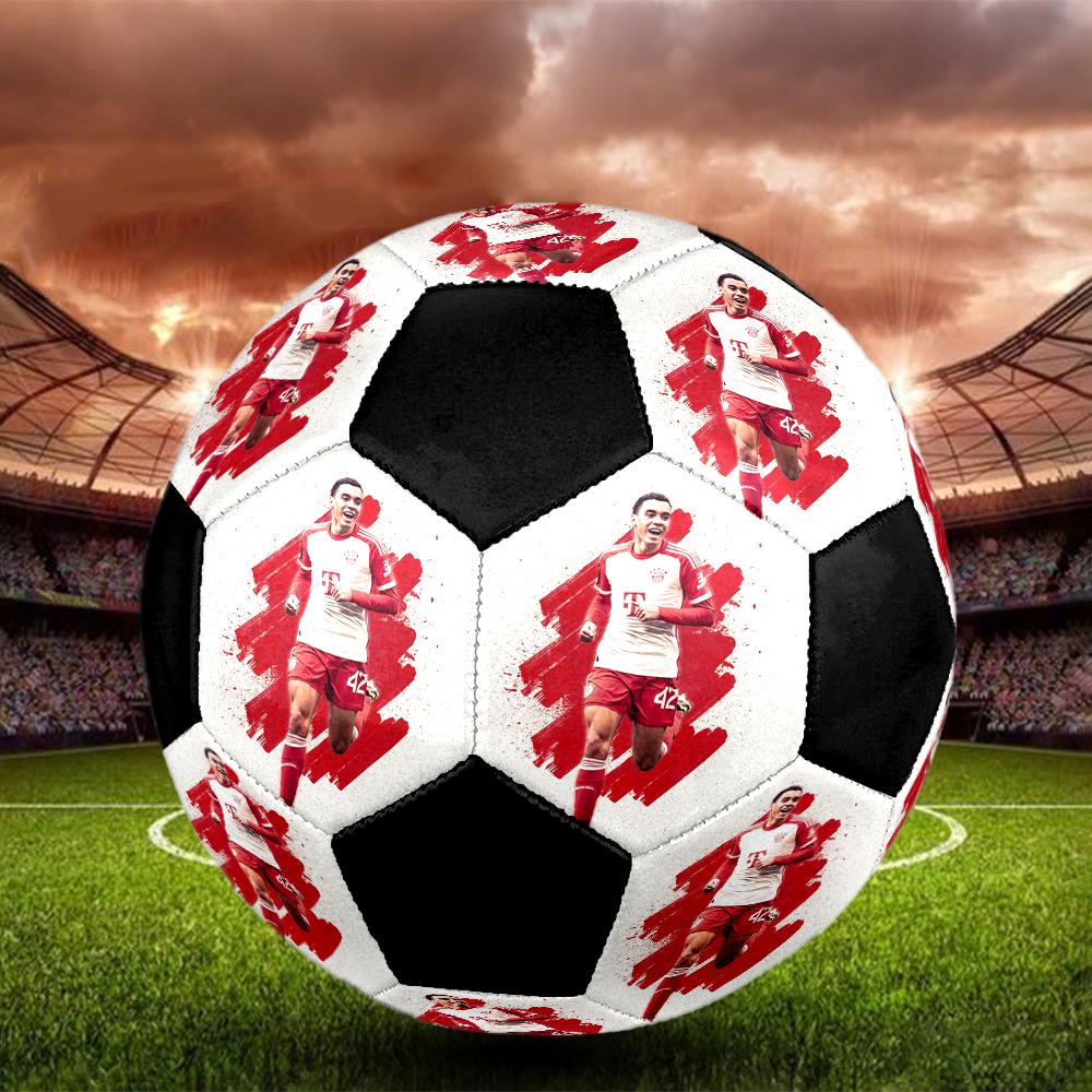 Jamal Musiala Ballon de Football en Salle Coloré Couture Machine PVC Taille 5 Entraînement d'Équipe Prêt pour la Compétition Durable Haut Rebond Cadeau Sportif Cool