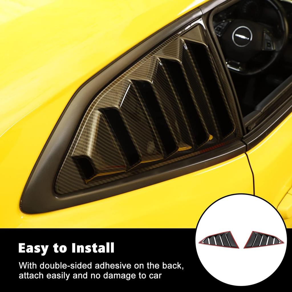 RT-TCZ Carbon Fiber Rear Quarter Side Window Louvers Sun Shade Cover Wind Vent Air Deflector Decoration Exterior Accessories for Chevrolet Camaro