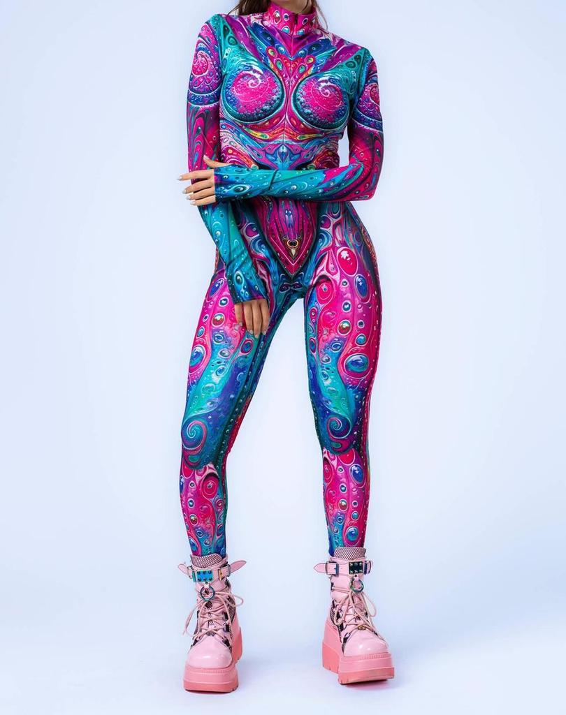 Halloween Adult Bodysuit With Stretch Fabric For Role Play And Costume Parties