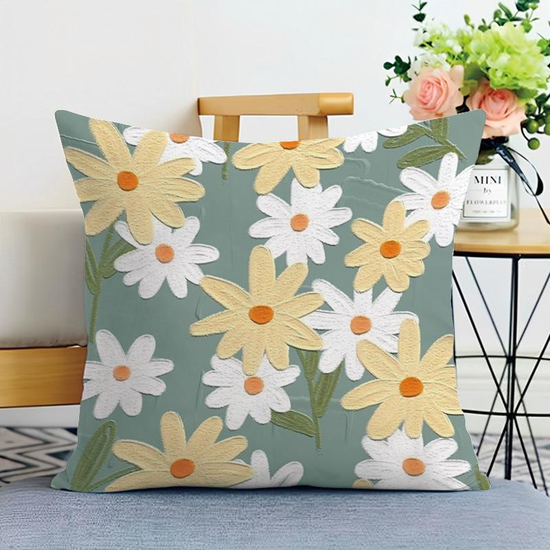 Ins Style Oil Painting Print Decorative Pillowcase Bedroom Living Room Square Cushion Pillowcase