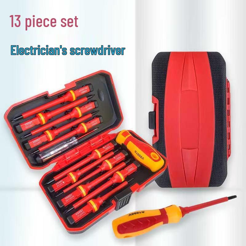 13-in-1 Insulated Electrician Screwdriver Set - Magnetic, High Voltage Resistant, Phillips & Flathead