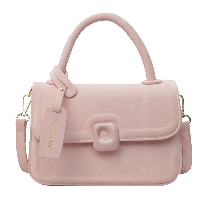 

Женская сумка-тоут Новая на плечо через плечо Универсальная Однотонная Маленькая квадратная сумка розовый