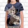 3D Pattern Animal Print Children's T-shirt Short Sleeved Summer Sports Fashion Street Casual Top