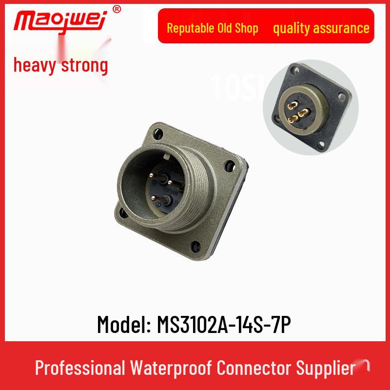 Heavy Duty 3-Pin Male-Female Connector, US Standard Plug, Model MS3106A14S-7S/MS3102A14S-7P