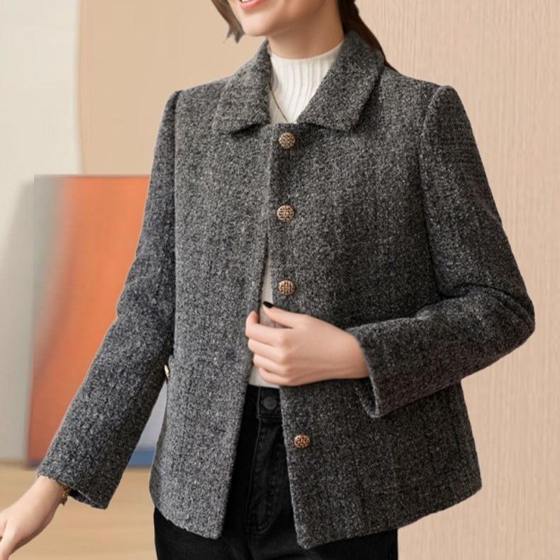 Casual Elegant Short Women's Blazer Jacket Notched Collar Autumn Winter Cotton Added Fashion Retro Style Full Sleeve Coat