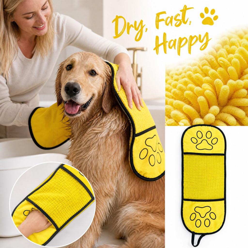 Absorbent Microfiber Pet Towel for Dogs and Cats, Quick-Dry Bath Towel for Drying Pet