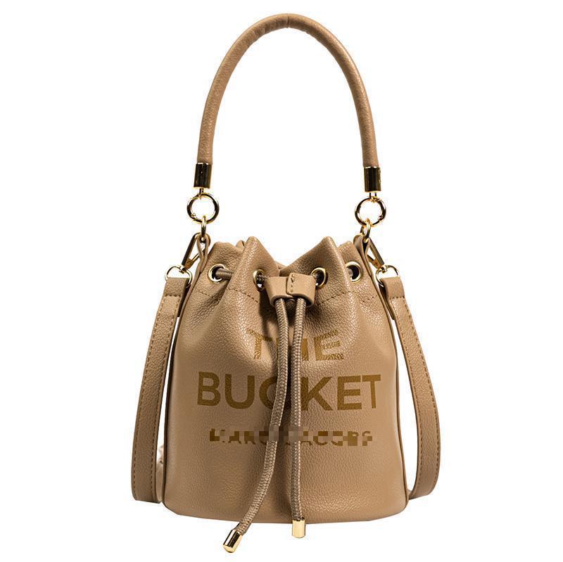 ROBINE Leren Emmer Tas, 20x18x9cm Enkele Schouder Crossbody Tas met Meerdere Binnenvakken kaki