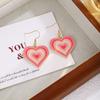 Japanese Pink Peach Heart Checkered Hot Air Balloon Rainbow Ear Hook, Light Luxury High-End Sweet Girl Earrings