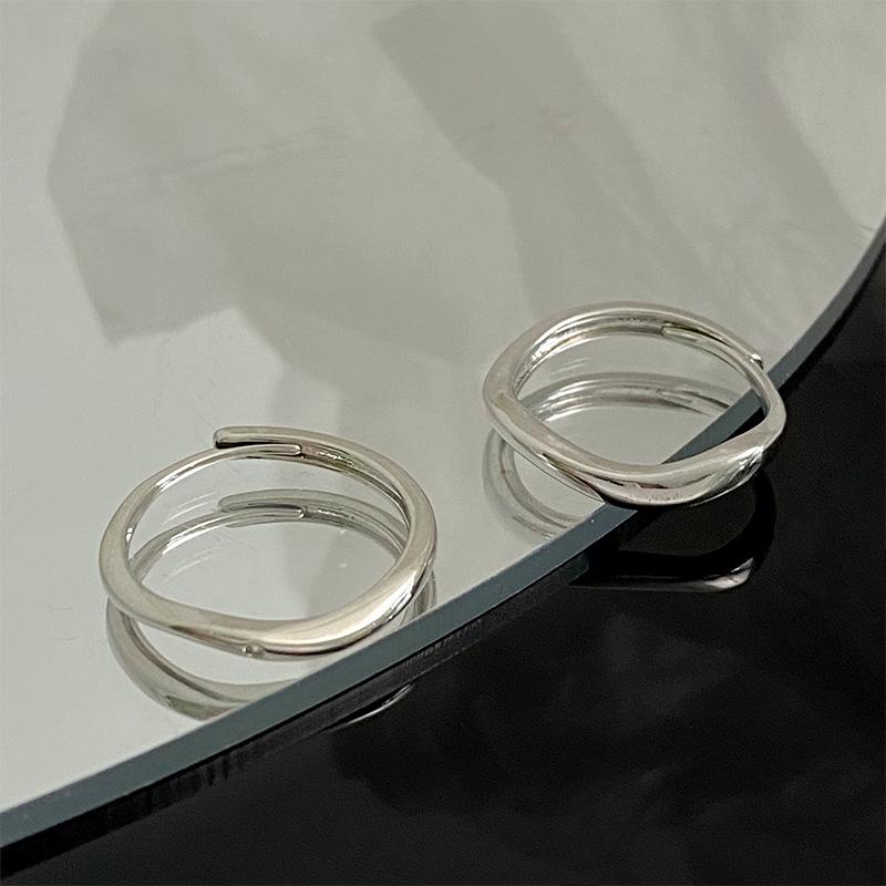 Geometric Square Open Ring Set: Women's Cold Style Adjustable Index Finger Ring with a Neutral, Plain Band Design.
