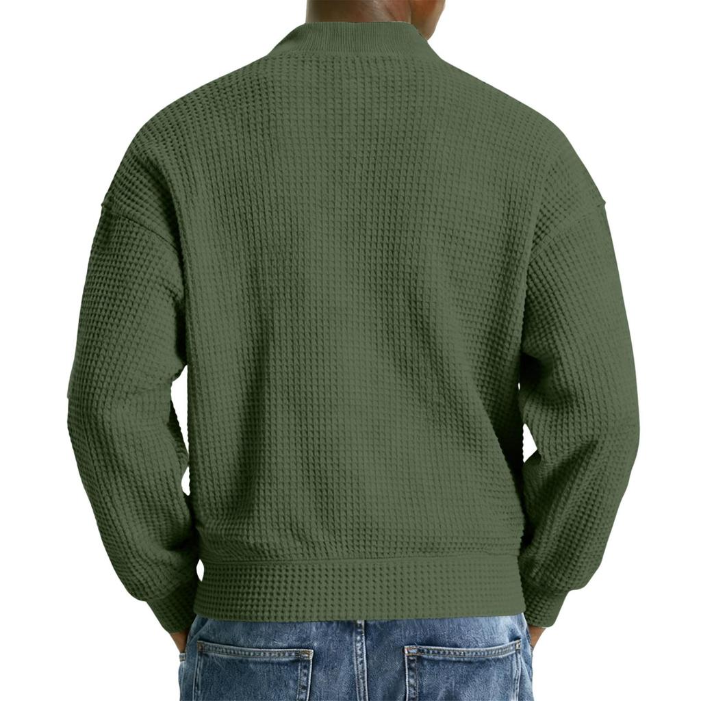 Men's Casual Zipper Stand Collar Long-Sleeve Lapel Jacket