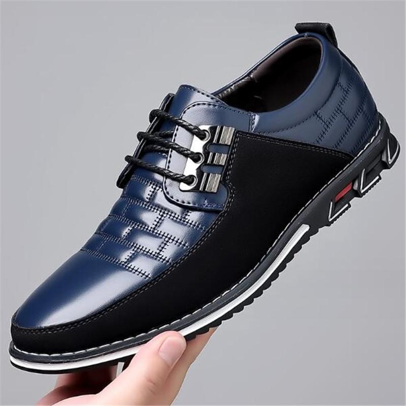 Fashion Men Casual Shoes Fashion Brand Classic Casual Men Pu Leather Shoes Black Hot Sale Breathable Business Lace-Up Men Shoes Big Size