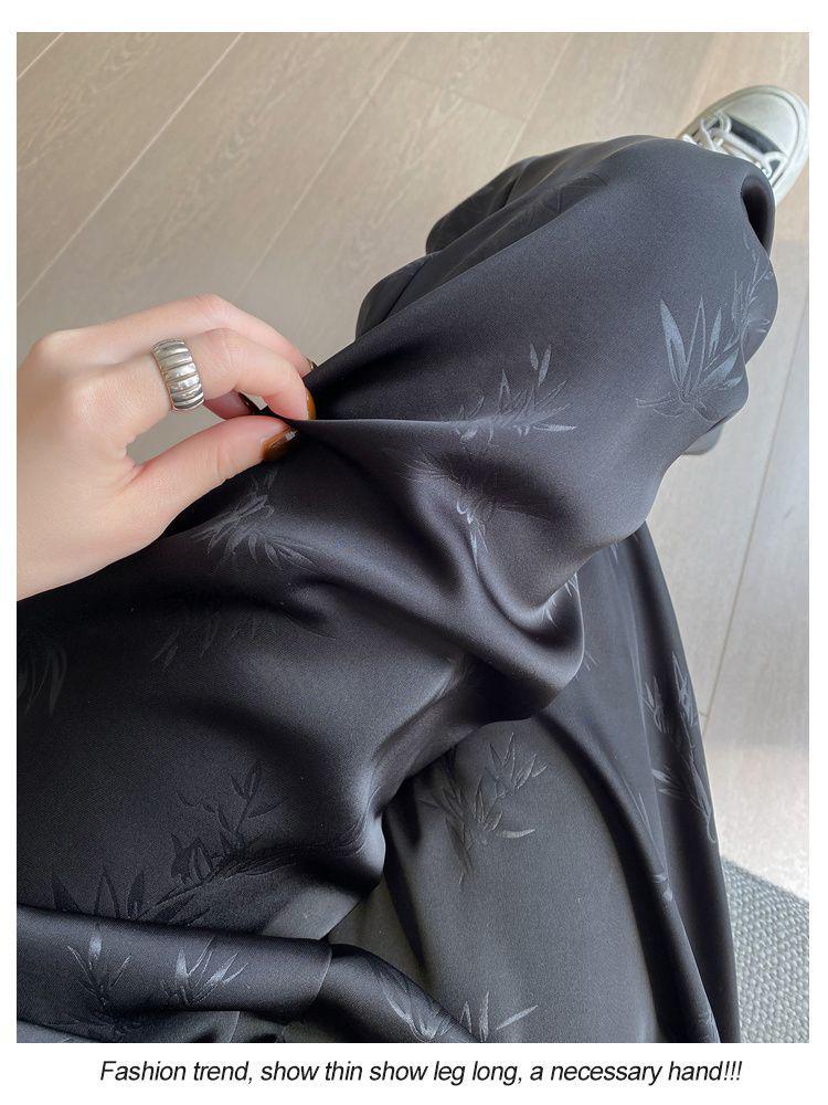 Women's High-Waisted Drapey Silk Wide-Leg Pants - New Chinese Style, Lightweight and Trendy for Summer