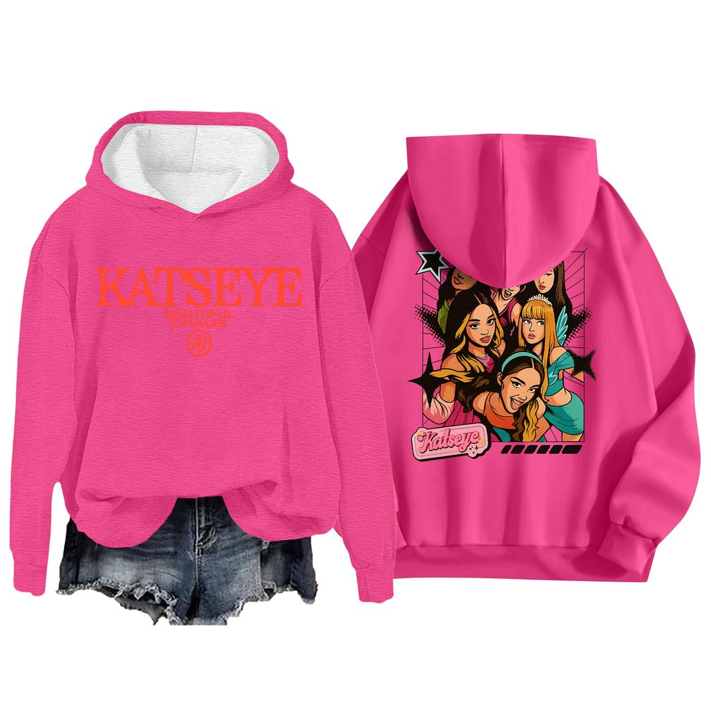 Women's Fashion Casual Long Sleeve Loose Printed Pullover Sports Long Sleeve Hooded Sweatshirt