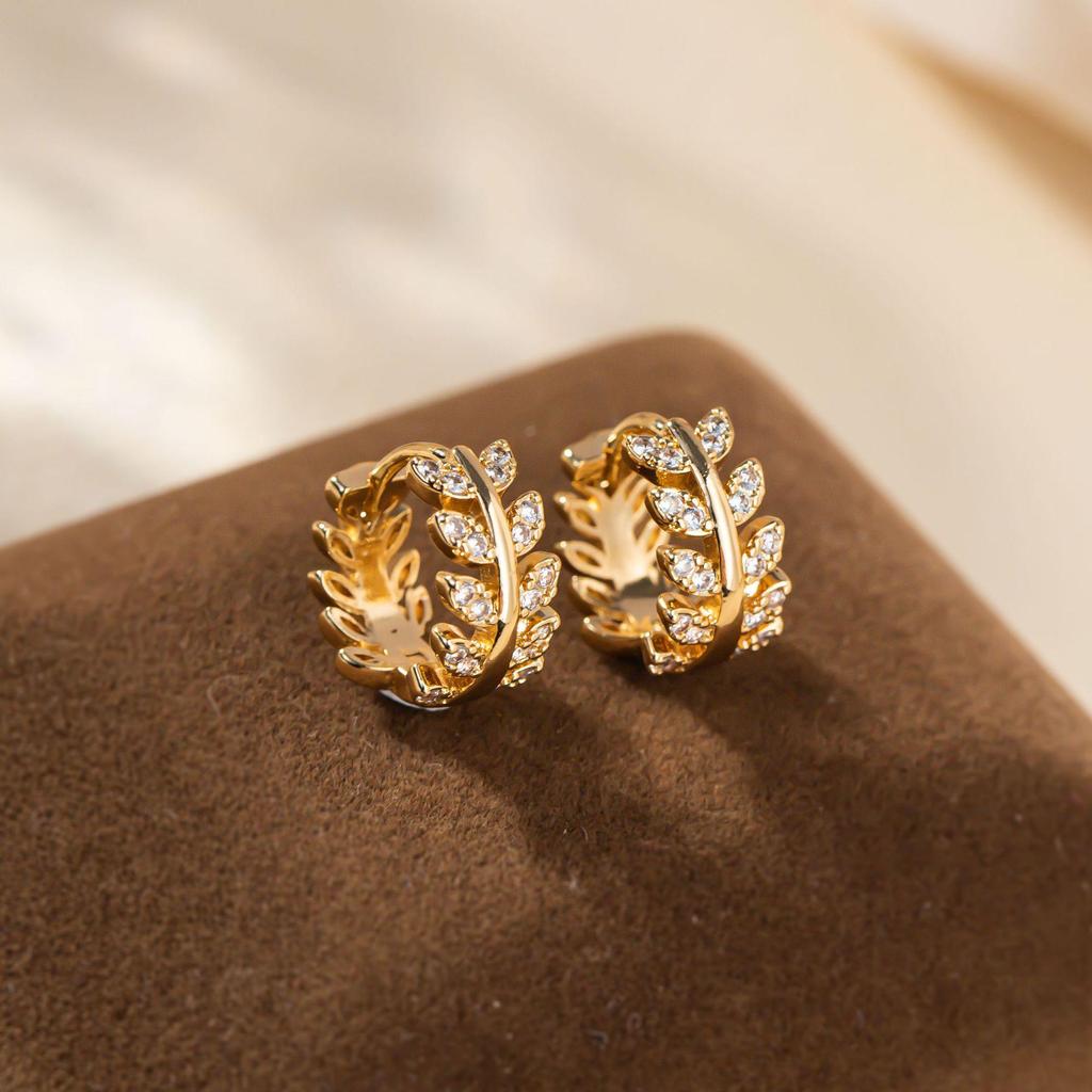Luxury Zircon Wheat Ear Studs – Elegant European & American Inspired Earrings