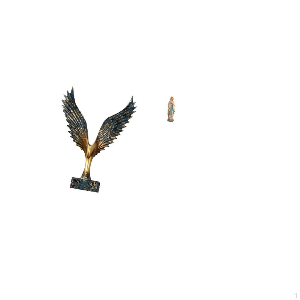 Resin Winged Lady Sculpture Feng Shui Ornament Mary Figurine Decorative Artwork Blessed Desk Display