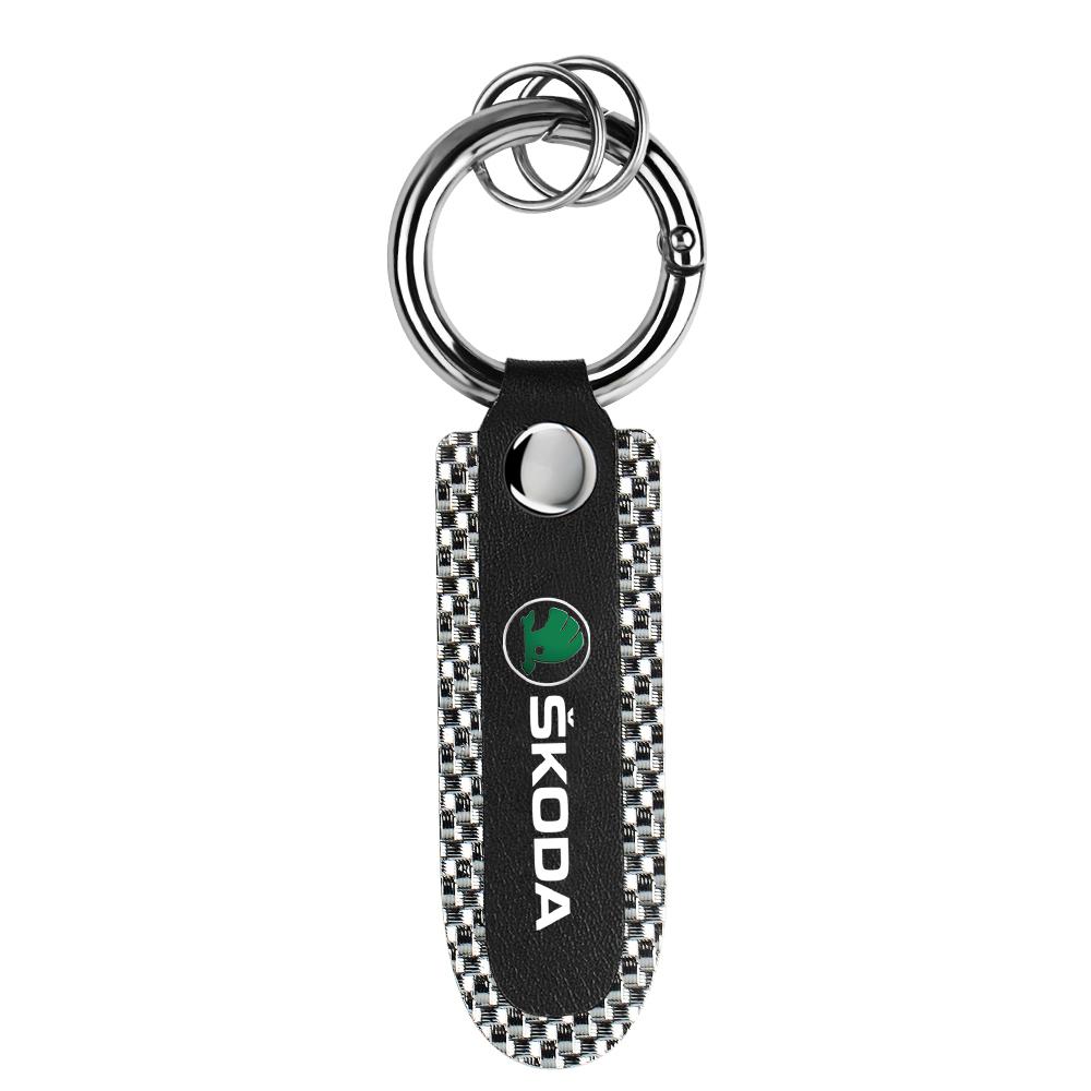 ZUKJ6 Metal/Leather Keychain Hand-Woven Key Rope Key Ring Key Holder For Skoda Octavia A5 A2 VRS Vision Kodiaq Rapid Fabia VII Superb