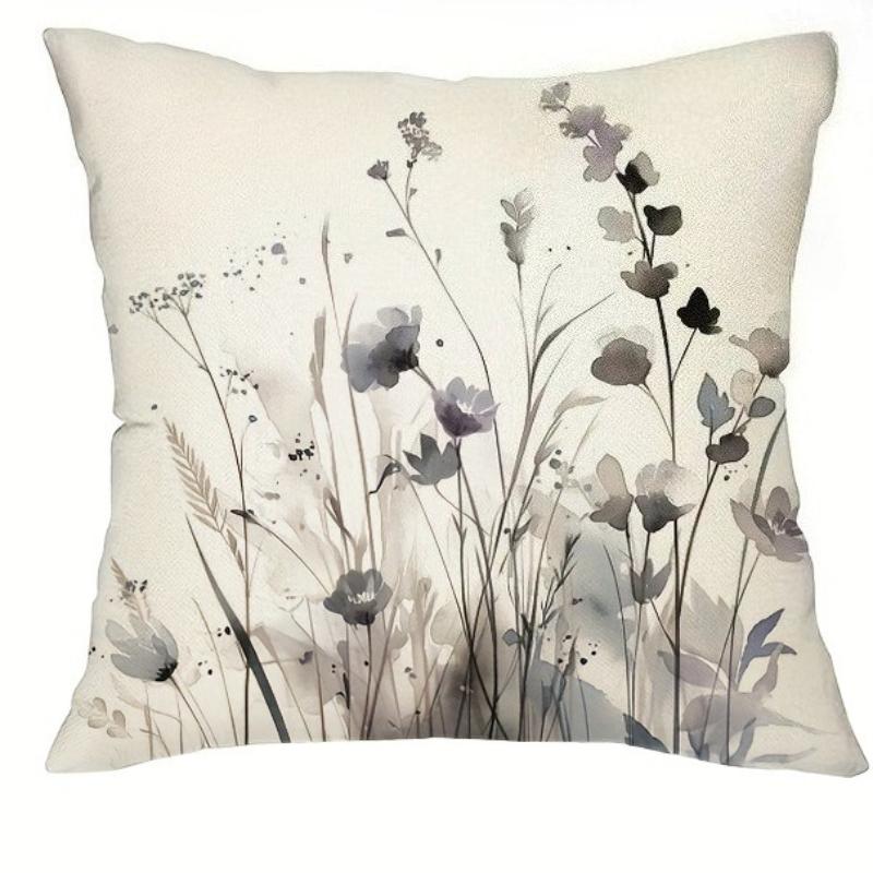 Boho Vallmo Blomma Kuddfodral Akvarellmönster Kuddfodral Mjuk Dekorativ Soffa Sovrum Kontor Bil Hem Botanisk Konst
