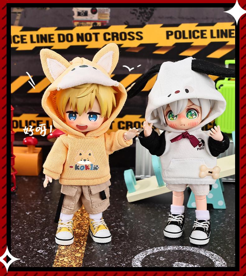 OB11 Doll Clothes Cute Cartoon Puppy Sweatshirt Hooded Jacket for Molly, YMY Body, UFDOLL, GSC, 1/12bjd Toy Accessories