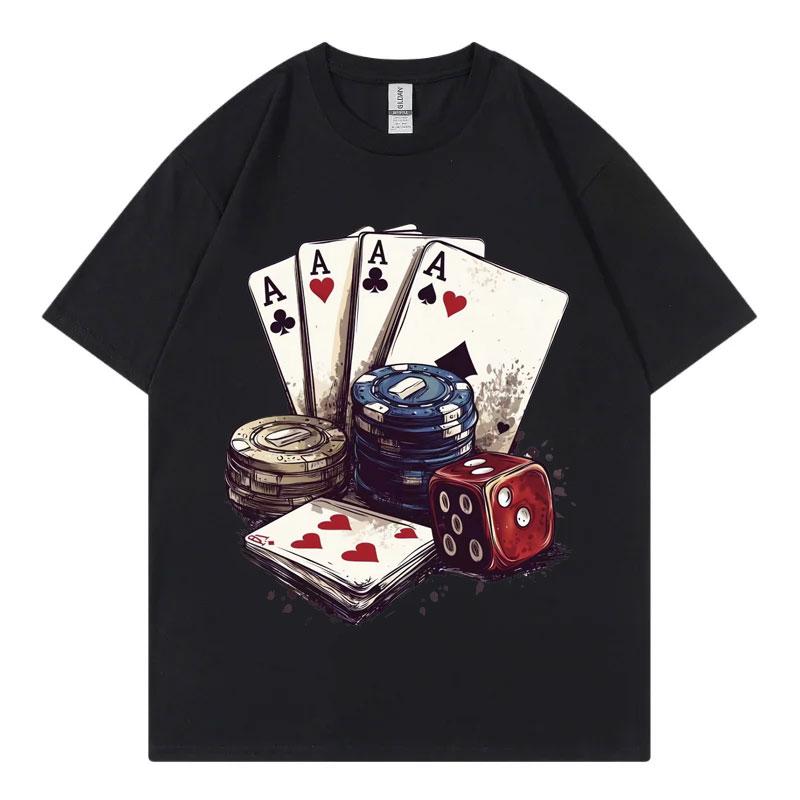 Lustige Casino Poker Grafik T-Shirts Herren Damen Kleidung Mode Y2k Kurzarm T-Shirt Hochwertige Baumwolle Sommer T-Shirts