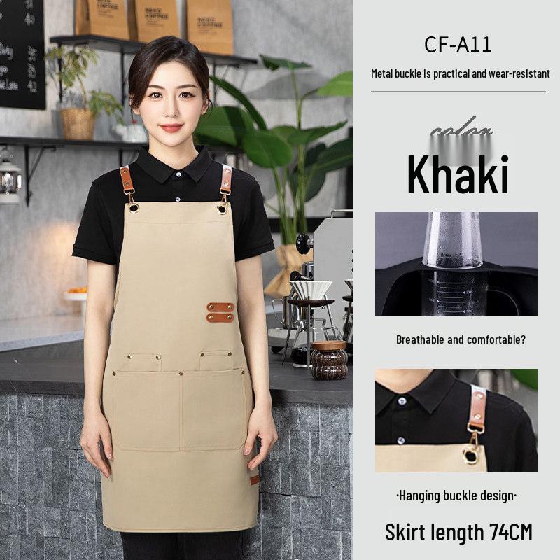 

Canvas Waist Apron: Waterproof, Oil-Proof, Logo-Printed for Catering, Baking, Coffee, and Kitchen Use. One Size