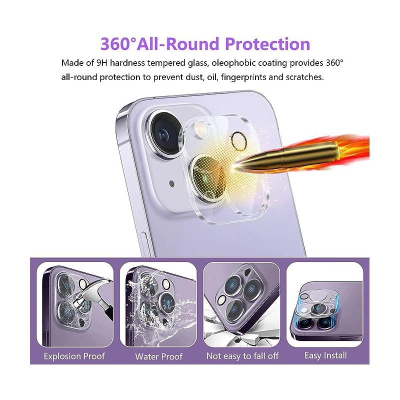 4 sztuki HD Szkło hartowane na obiektyw aparatu iPhone 15/14/13/12/11 Pro Max/15/14 Pro Max Przezroczysta, odporna na zarysowania, pełna folia ochronna na aparat